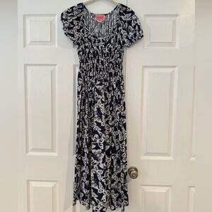 Kate Spade New York Butterfly Midi Dress Square Neck Puffed Sleeve Size Medium